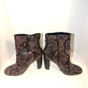 Aqua‎ Soren Brown Leather Snake Print  Ankle Women's Boots Size 8.5 Medium